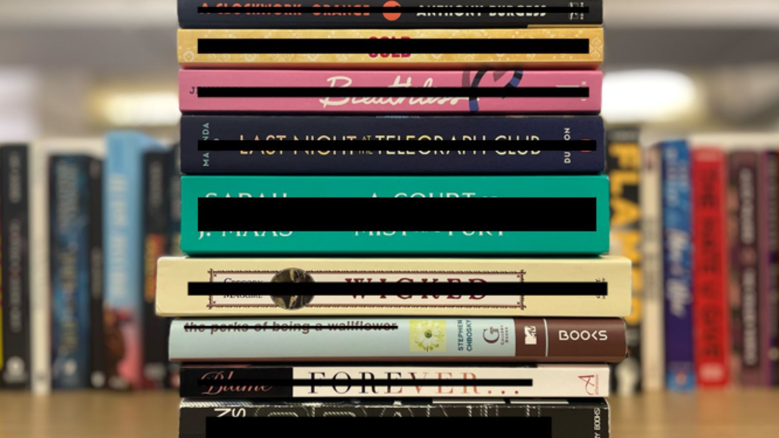 Image of a stack of banned books